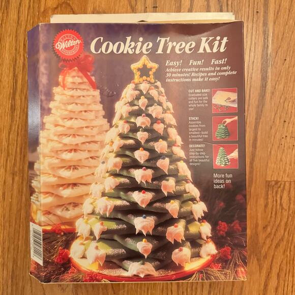 NOS VTG Wilton Christmas Cookie Tree Kit Open Box Complete Set 1994 Baking - Picture 1 of 14